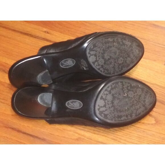 SOFFT Shoes Mules Women's 9.5M heels Black Leather Slip Ons EUC - Picture 7 of 8